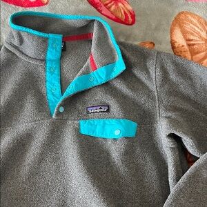 Patagonia Gray and Blue Snap-T Fleece Pullover